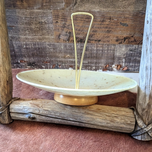 Vintage Mid Century Two Tiered Fiberglass 2 Bowl Set W Bird - Picture 8 of 14